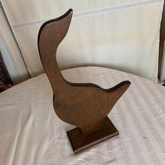 Vintage MCM 17" Handmade Decorative Brown Wood Goose Flat Silhouette~1970s - Picture 2 of 6